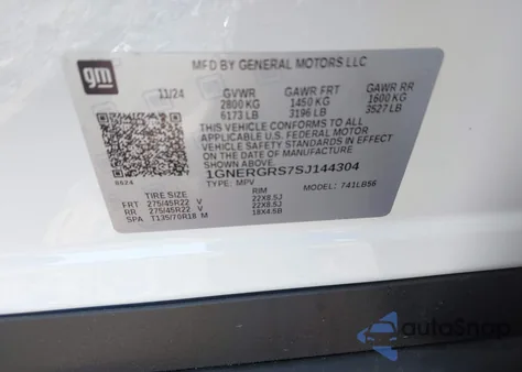 2025 Chevrolet Traverse Lt z USA, uszkodzony, nr VIN 1GNERGRS7SJ144304